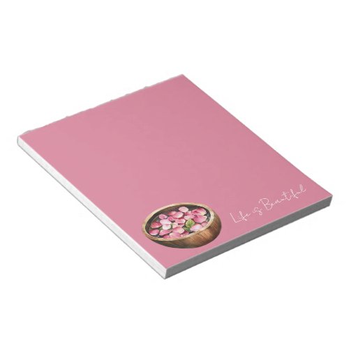 Pink Rose Petals Flowers Bowl Notepad