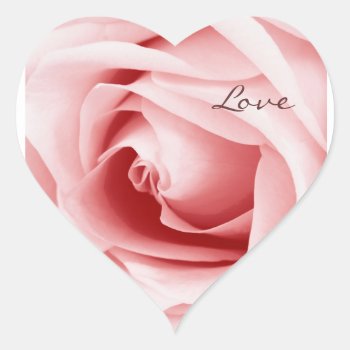 Pink Rose Petals - Love Heart Sticker by justbecauseiloveyou at Zazzle