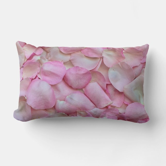 Pink Rose Petals Lumbar Pillow (Front)