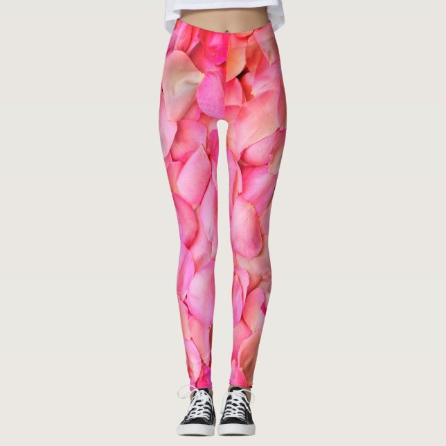 Pink Rose Petals Pattern-31940 Leggings (Front)