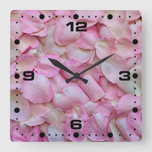 Pink Rose Petals Pattern-31940 Square Wall Clock (Front)