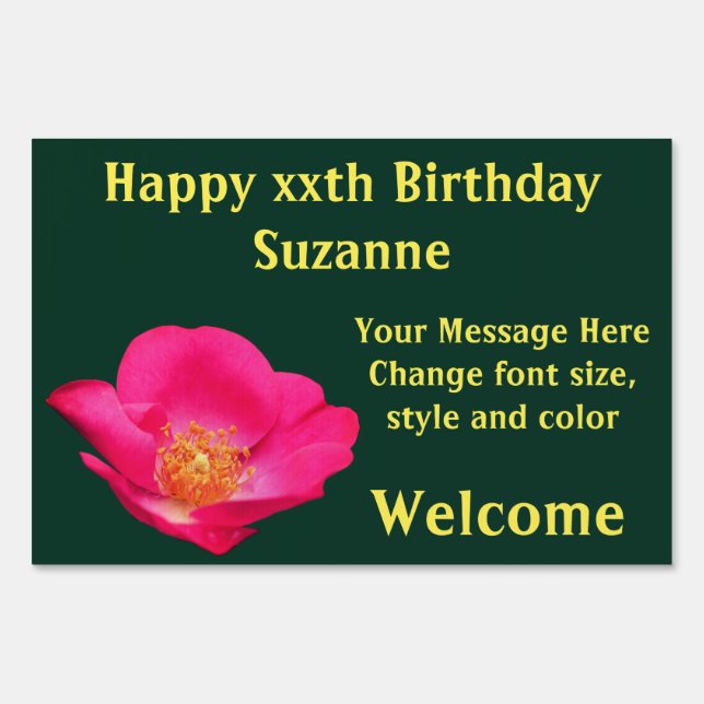 Pink Rose Petals Personalized Birthday Sign (Front)