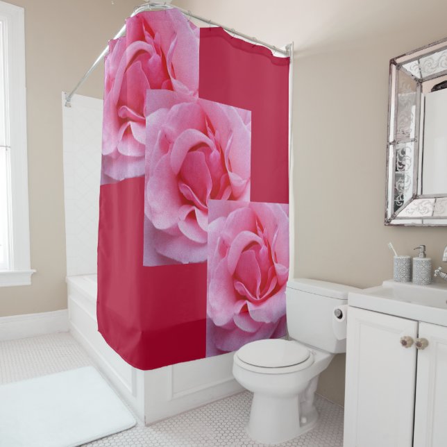 Pink rose petals shower curtain (In Situ)