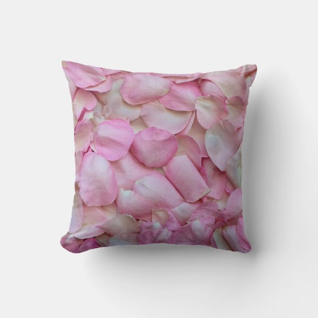 Pink Rose Petals Throw Pillow (Front)