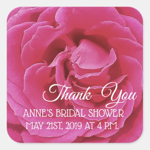 Pink Rose Photo   Bridal ShowerSticker Square Sticker
