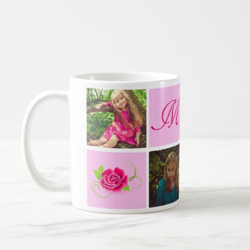 Pink Rose Photo Collage Gift for Mom Mothers Day Coffee Mug