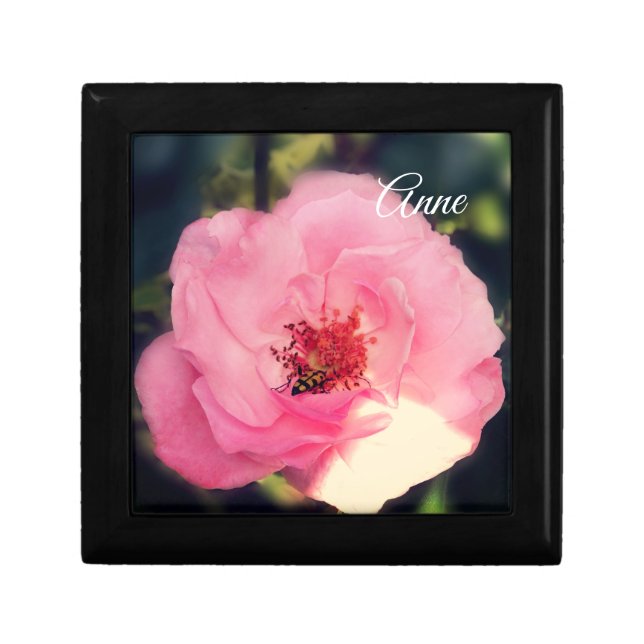 Pink Rose  Photo Custom Name Gift Box (Front)