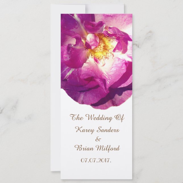 Pink Rose Photo  Elegant  Wedding Invitation (Front)