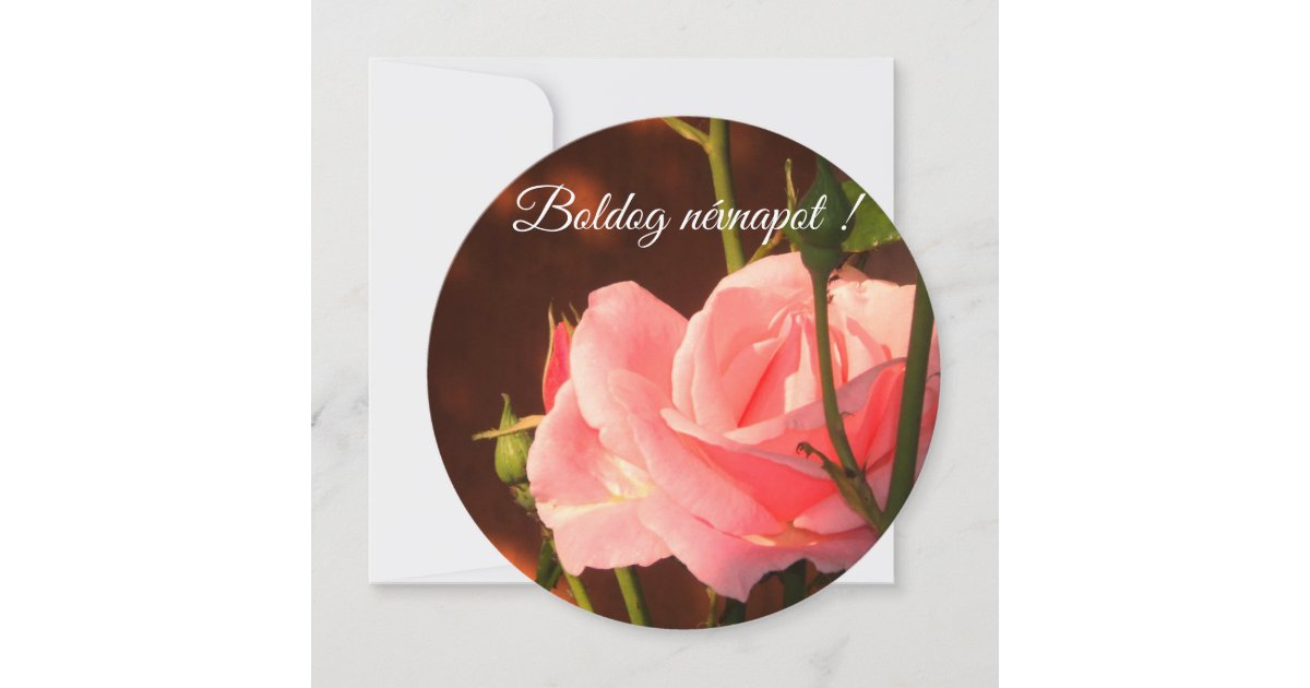 Pink rose photo - Hungarian name day Card | Zazzle