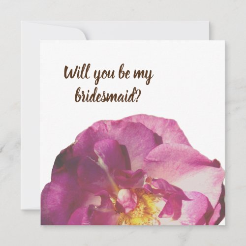 Pink Rose Photo Will you be my  bridesmaid card