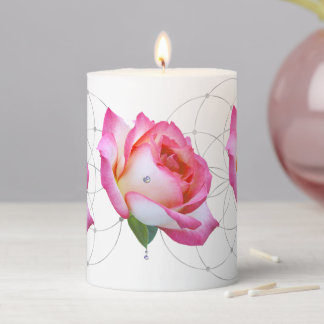 Pink Rose Pillar Candle
