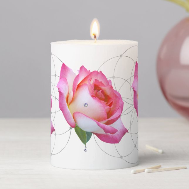 Pink Rose Pillar Candle (In Situ)