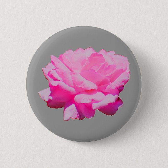 pink rose pinback button (Front)
