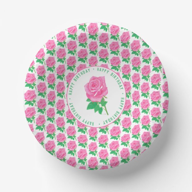 Pink Rose Poker Chips For Birthdays Paper Bowls (Front)