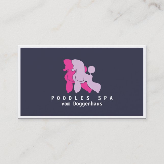 Pink Rose Poodle Groomer Contact Card (Front)