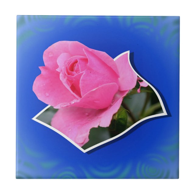 Pink Rose Pop Out Floral Art Tile (Front)
