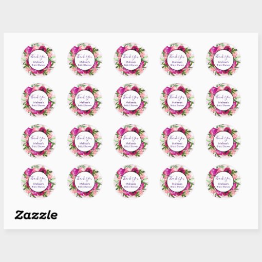 Pink Rose And Poppy Floral Bouquet Bridal Shower Classic Round Sticker