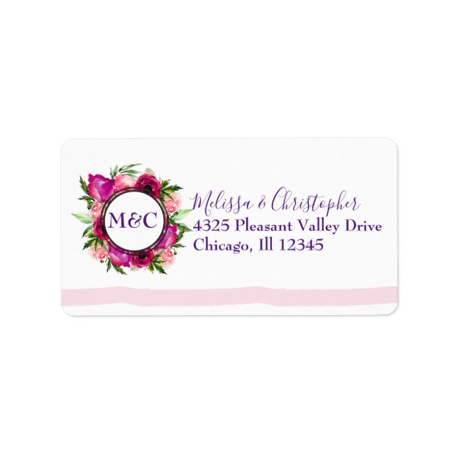 Pink Rose & Poppy Floral Bouquet Label (Front)