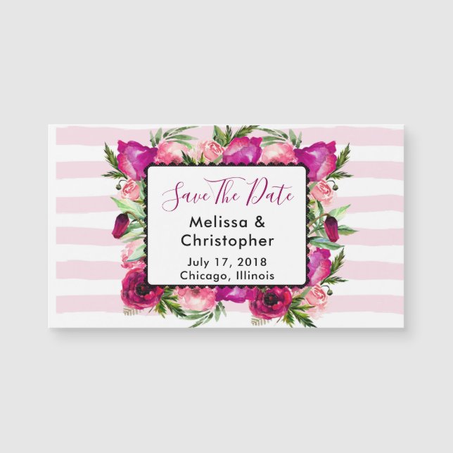 Pink Rose & Poppy Floral Bouquet Wedding Date (Front)