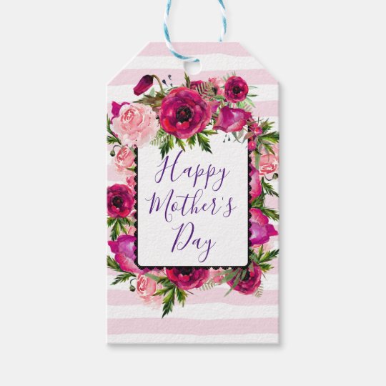 Pink Rose & Poppy Florals Happy Mother's Day Gift Tags ...