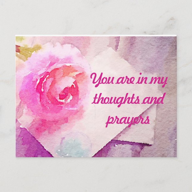 Pink Rose Postcard "You Are In My Prayers" (Front)