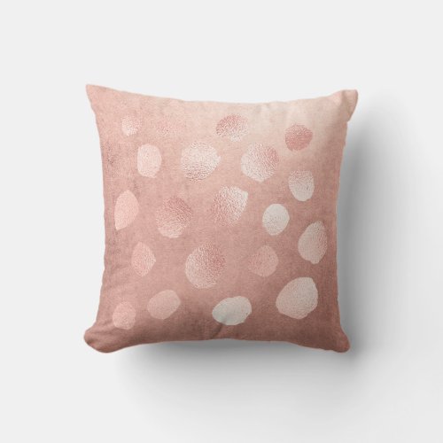 Pink Rose Powder Gold Blush Dots Powder Pastel Throw Pillow