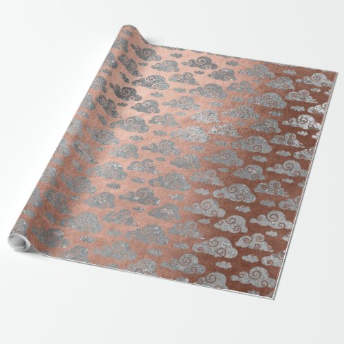 Pink Rose Powder Gold Silver Glitter Clouds Wrap Wrapping Paper