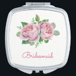 PInk Rose Pretty Watercolor Vanity Mirror<br><div class="desc">This pretty rose mirror is the perfect gift for a bride, bridesmaid, mother or a special friend. Personalize it with a name. This mirror is part of the Pink Rose Wedding Collection which includes a range of wedding stationery and bridal gifts featuring this design. Please visit the collection page in...</div>
