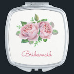 PInk Rose Pretty Watercolor Vanity Mirror<br><div class="desc">This pretty rose mirror is the perfect gift for a bride, bridesmaid, mother or a special friend. Personalize it with a name. This mirror is part of the Pink Rose Wedding Collection which includes a range of wedding stationery and bridal gifts featuring this design. Please visit the collection page in...</div>