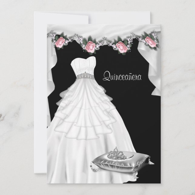 Pink Rose Princess Quinceanera Invitation (Front)