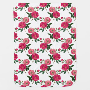 Pink Rose Print Baby Blanket