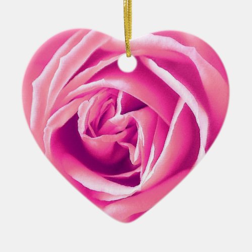 Pink rose print ceramic ornament