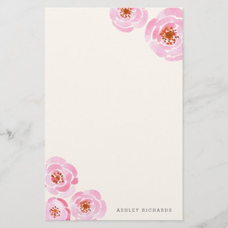 Pink Rose Print Stationery