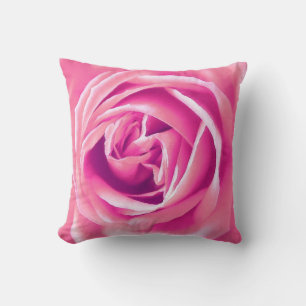 Pink rose print throw pillow
