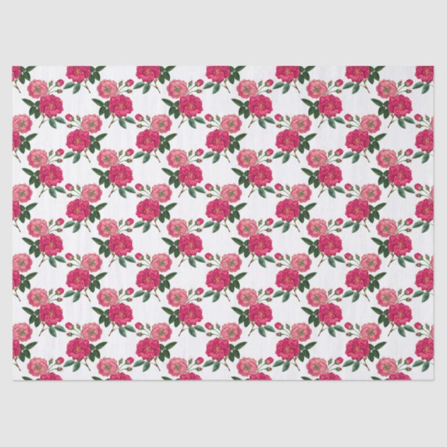 Pink Rose Print Tissue Paper (Front)