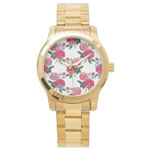 Pink Rose Print Watch