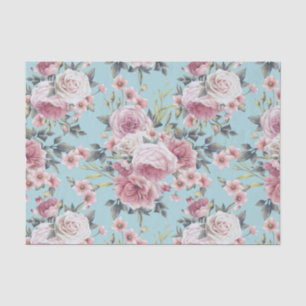 Pink Rose Profusion - Teal Background Tissue Paper