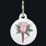 Pink Rose Prom Boutonniere Flower Baby's Breath Pet ID Tag<br><div class="desc">Pet tag design features an original illustration of a pink rose boutonniere. Just personalize with the name of your dog or cat.

Lots of coordinating pet products are also available from this shop! Don't see exactly what you're looking for? Contact Rebecca to have a product customized just for you!</div>