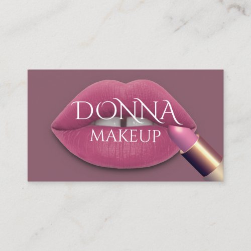 Pink Rose QR Code Logo Makeup Lipstick Kiss Business Card