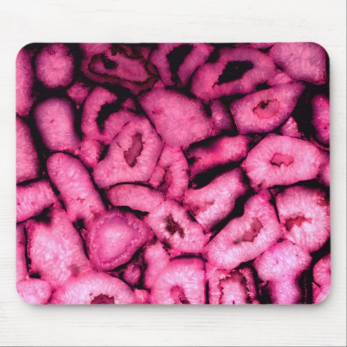 Pink Rose Quartz Agate Geodes abstract pattern Mouse Pad