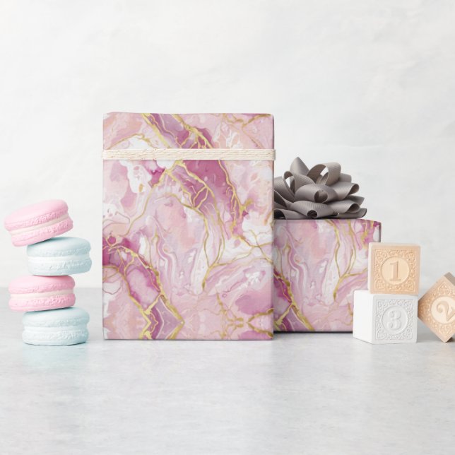 Pink Rose Quartz Marble Wrapping Paper (Baby Shower)