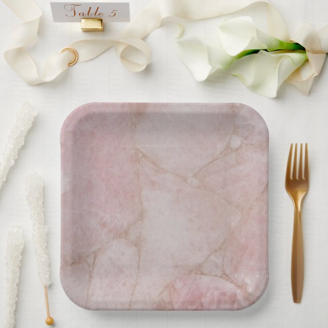 Pink Rose Quartz Paper Plates (Wedding)