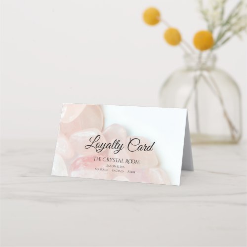 Pink Rose Quartz Stones Salon Spa Folded Loyalty Card