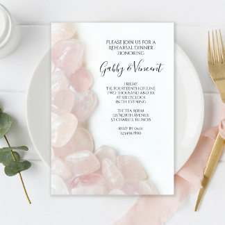 Pink Rose Quartz Wedding Rehearsal Dinner Invitation