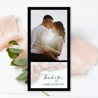 Pink Rose Quartz Wedding Thank You Photo Card