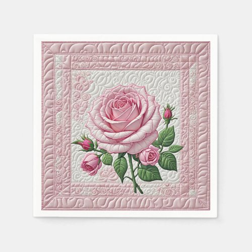 Pink Rose Quilt Napkins