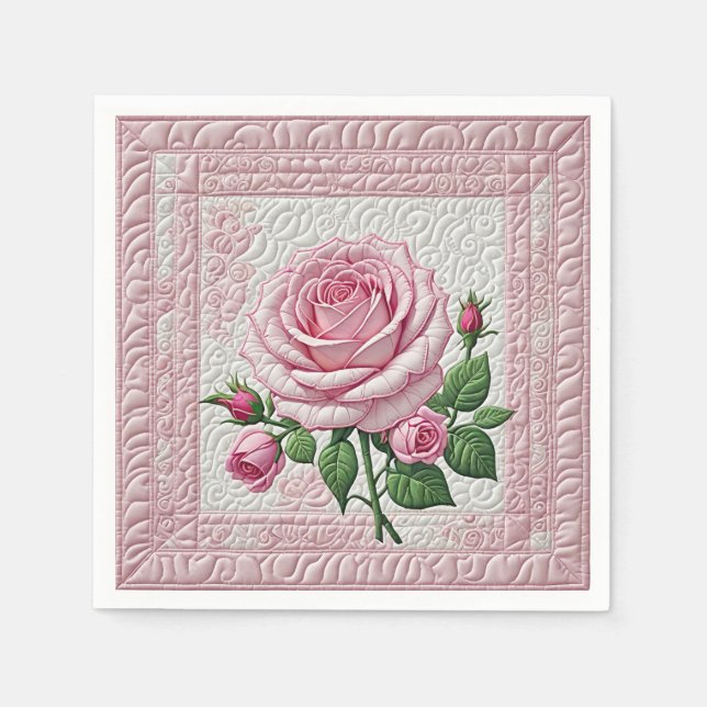 Pink Rose Quilt Napkins (Front)