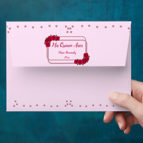 Pink Rose Quinceaera Envelope