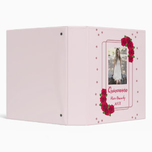 Pink Rose Quinceañera Photo Album 3 Ring Binder