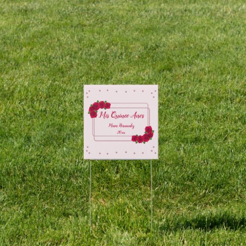 Pink Rose Quinceaera Sign